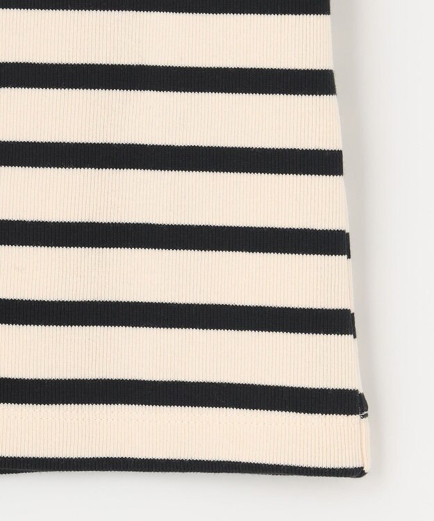 23区 S 【SLOW/洗える】ミドルフライスジャージー ノースリーブ カットソー オフ×ブラックボーダー