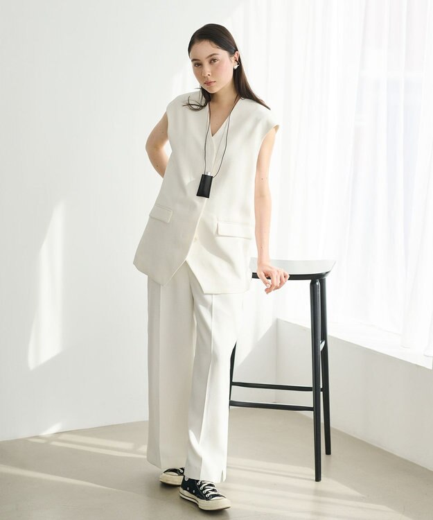 #Newans 【ANSWER for アクセサリーLOVER】ロングスリットワイドパンツ ホワイト系