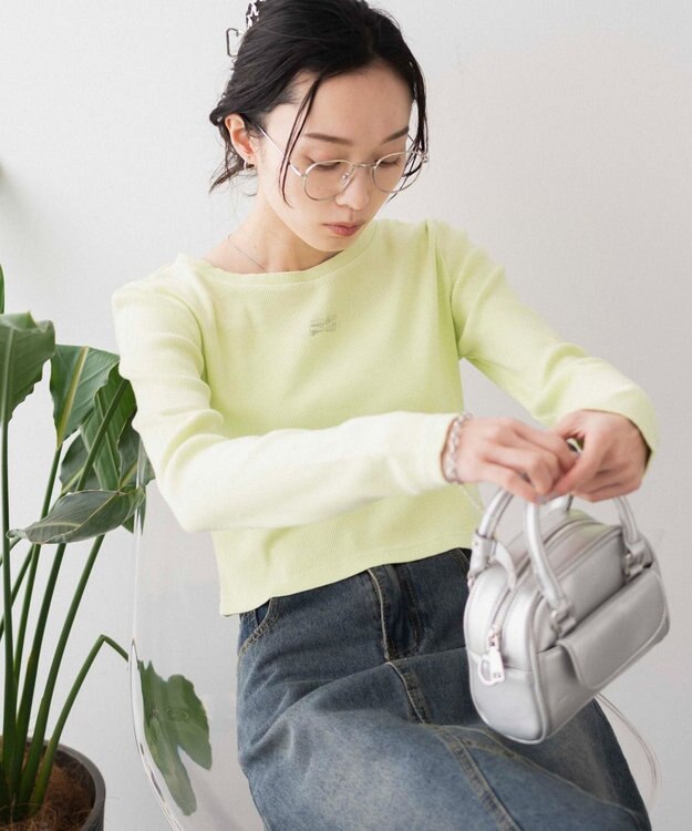 WEGO ヴィンテージウォッシュリブロンT ライム