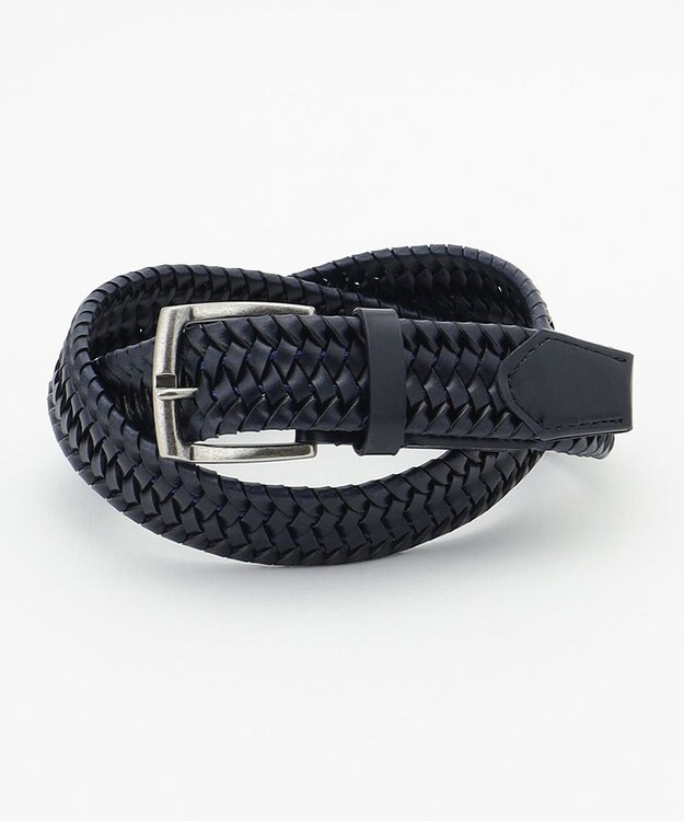 JOSEPH ABBOUD 【伸びる！】ストレッチレザーベルト ネイビー系