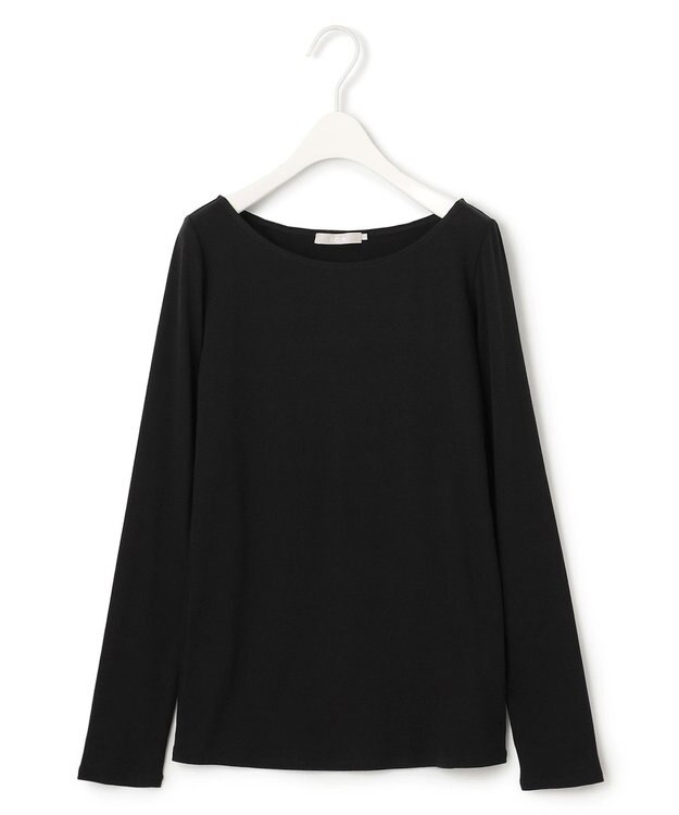 ICB L 【洗える】リヨセルカシミヤスムース ボートネックカットソー ブラック系