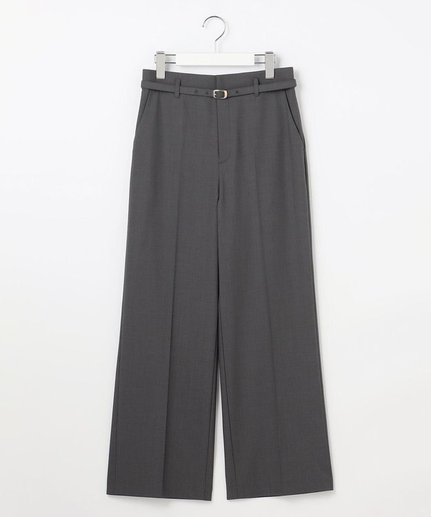 ANY SIS L ウーステッドエステル ワイドパンツ チャコール