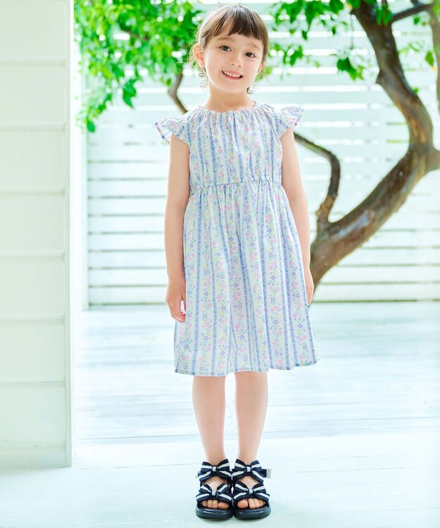 ANY KIDS 総柄 サマーワンピース ストライプ