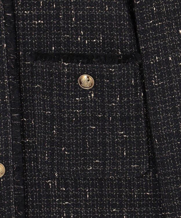 23区 L 【滝沢眞規子さん着用】GIOLICA ボタン ツイード ジャケット ブラック×ゴールド