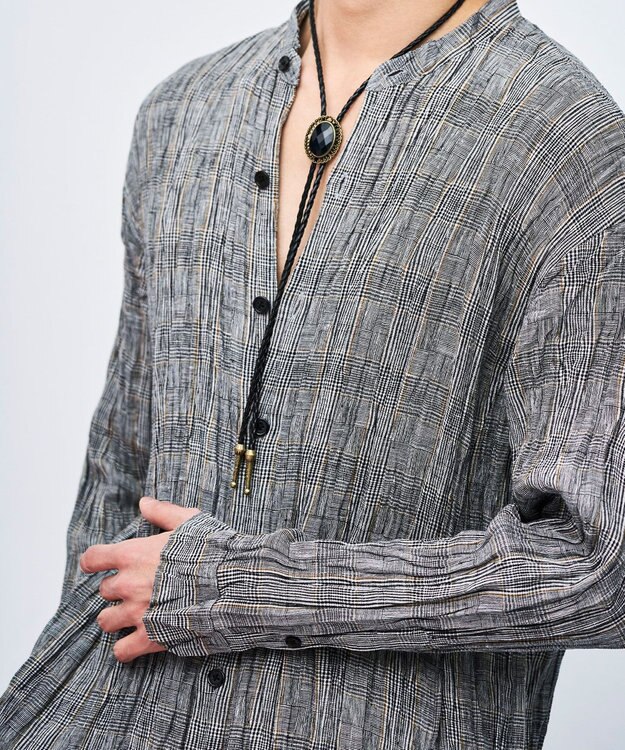 JOSEPH HOMME 【HIGH GRADE LINE】マックスプリーツワッシャー　バンドカラーシャツ ライトグレー系4