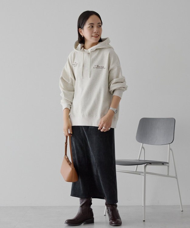 AMERICAN HOLIC 刺繍ロゴ裏起毛パーカー Light Gray Mixture