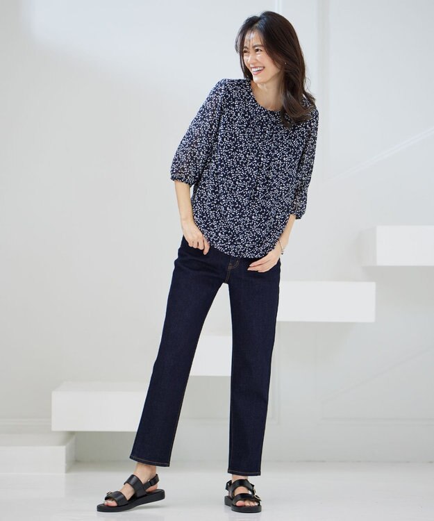 J.PRESS LADIES SMALL FLOWER プリント カットソー ネイビー系5