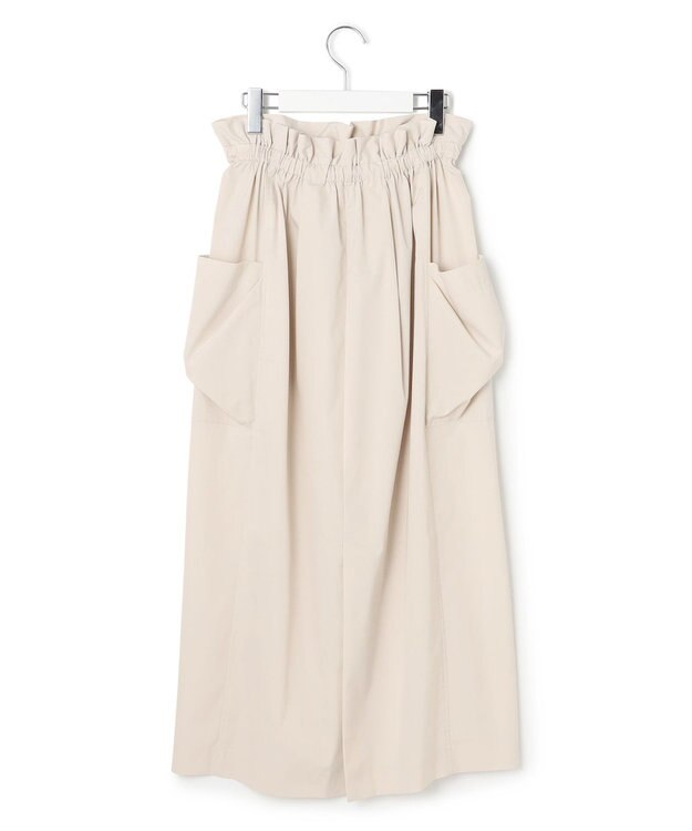 23区 L 【撥水加工/洗える】ブライトタフタ ドロスト スカート ベージュ系