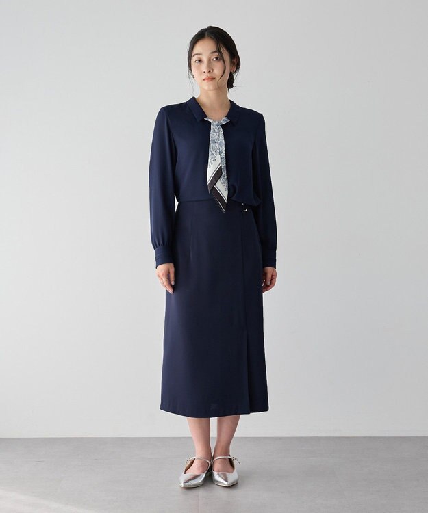 YECCA VECCA スカーフ付きブラウス Navy