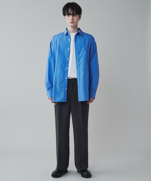 WEGO イージーケアブロードBIGシャツ ブルー