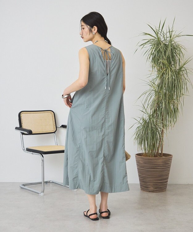 AMERICAN HOLIC 【2点セット】ナイロンAラインワンピース+キャミソール Grayish Khaki
