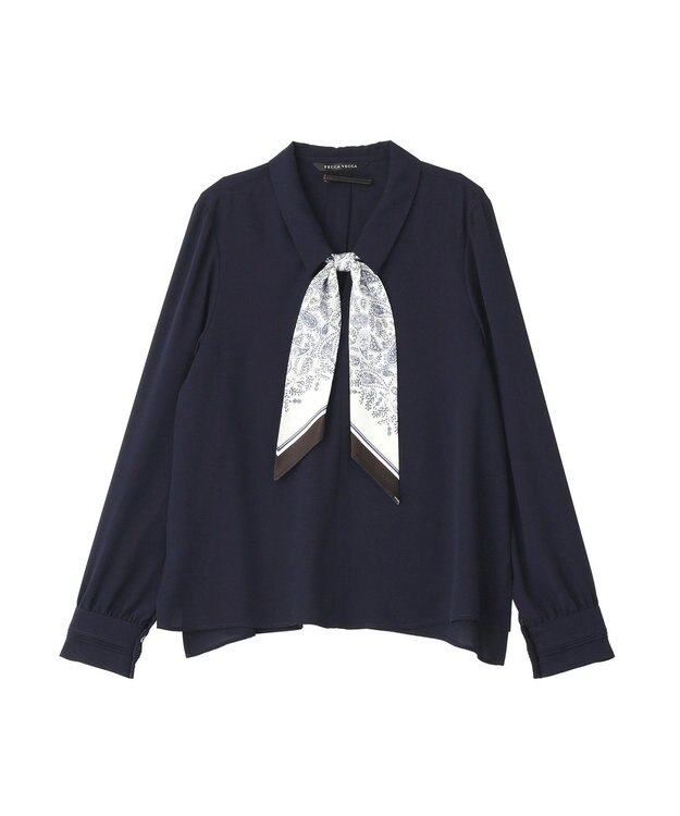 YECCA VECCA スカーフ付きブラウス Navy