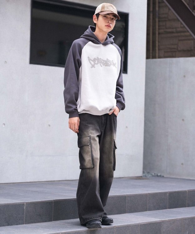 WEGO ラグランプルパーカー スミクロ