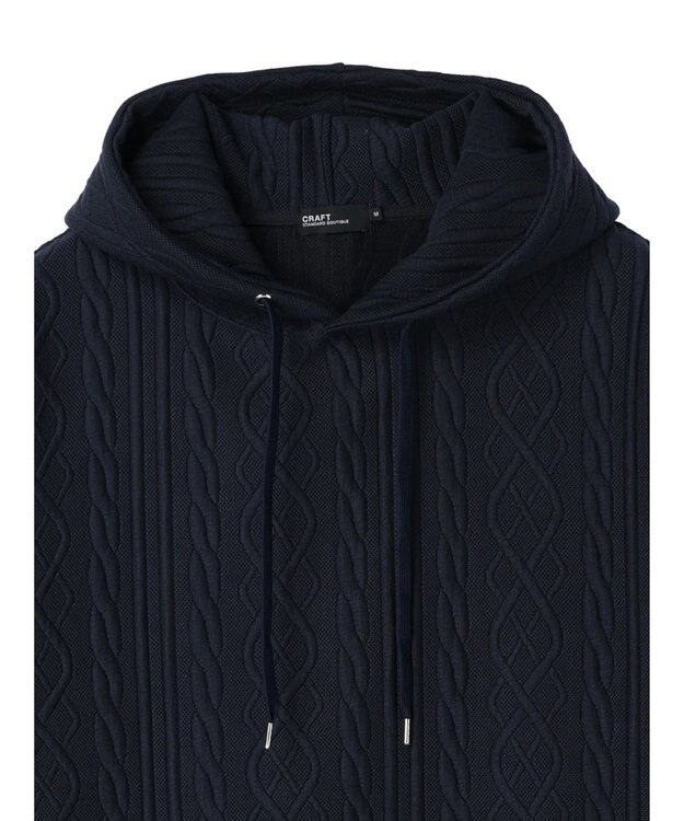 CRAFT STANDARD BOUTIQUE ケーブル柄カットパーカー1 Navy