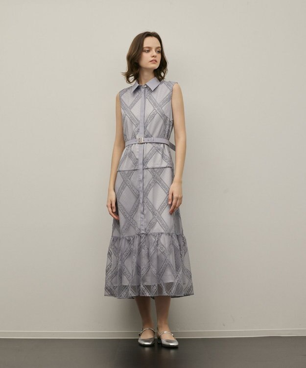 GRACE CONTINENTAL チュールレースワンピース グレー