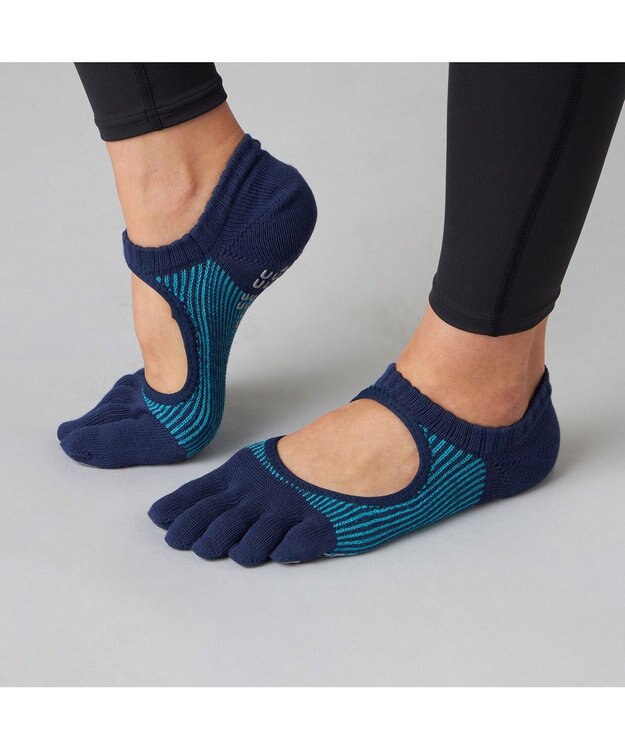 Chacott 140203 ラメストライプカバー　５本指ソックス インディゴブルー