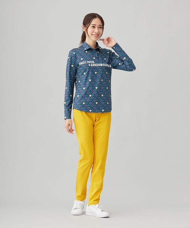 23区GOLF 【WOMEN】【UVカット】エンブレム柄ポロシャツ ネイビー系5