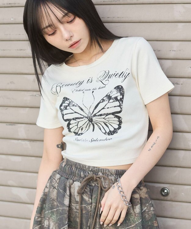 WEGO ヴィンテージウォッシュグラフィックリブT 柄2