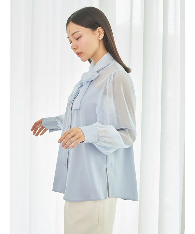 earth music&ecology シアードッキングブラウス Blue