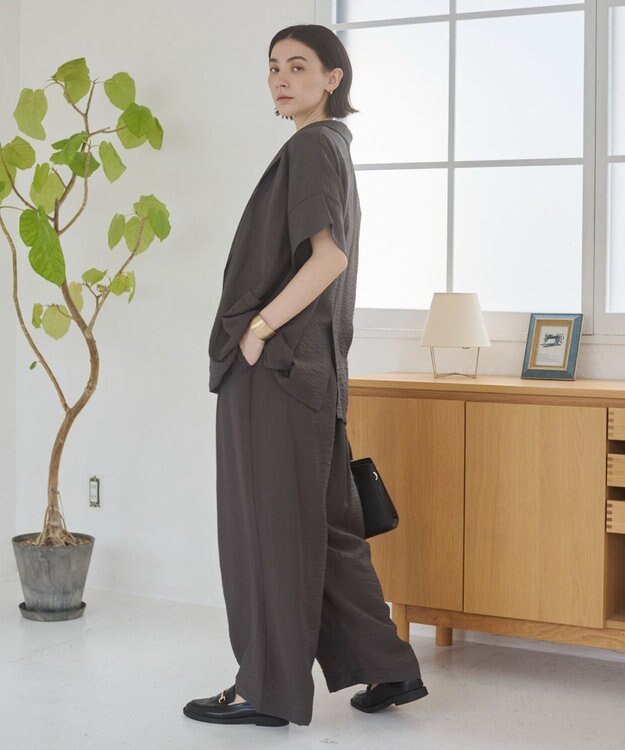 WEGO 【ANGIE VINTAGE】接触冷感イージーパンツ ブラック中濃色