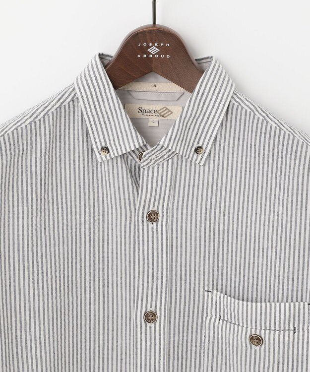 JOSEPH ABBOUD MOUNTAIN 【SPACE／UNISEX】オーガニックコットンリネンドライサッカー シャツ ネイビー系1