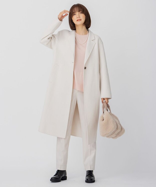 23区 【CLASSY.1月号掲載】ウールミルドストレッチ テーパードパンツ アイボリー