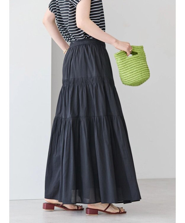 AMERICAN HOLIC インドコットンティアードボイルスカート Black