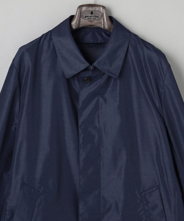 GOTAIRIKU ダウンライナー装着可【半裏仕様】メランジシャンブレー ステンカラースプリングコート ダルブルー系