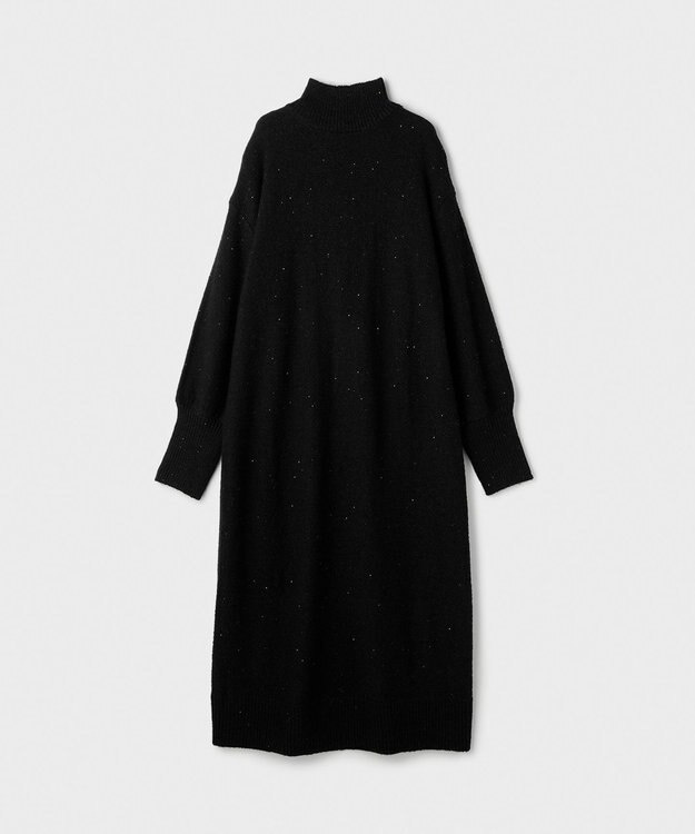 GRACE CONTINENTAL スパンコールニットワンピース ブラック