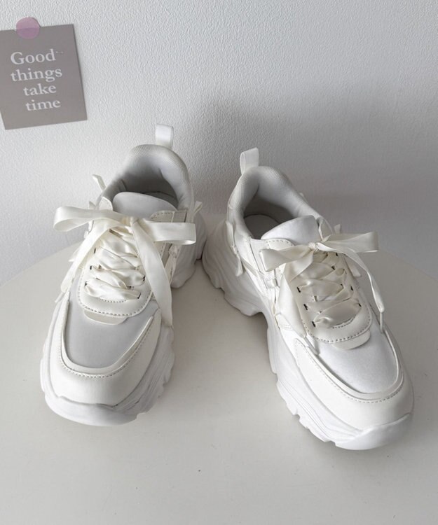 WEGO リボンデザイン厚底スニーカー ホワイト