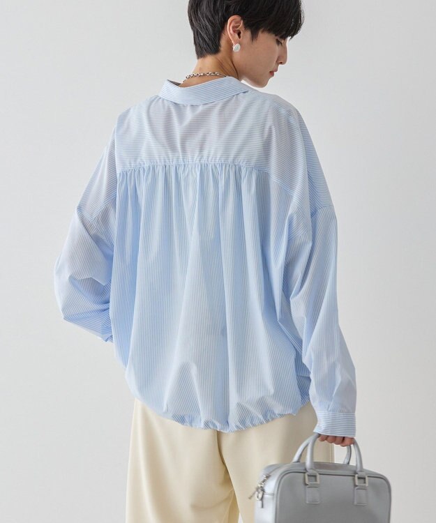 AMERICAN HOLIC シアードローコードシャツ Stripe Sax