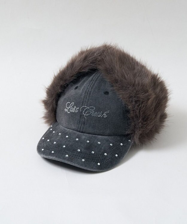 WEGO ラインストーンドッグイヤーキャップ ブラック