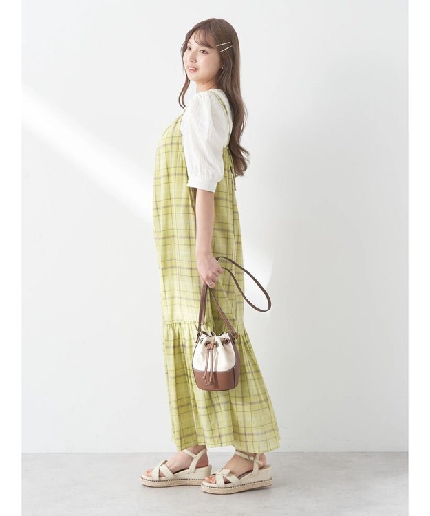 earth music&ecology マドラスチェックキャミワンピース Yellow
