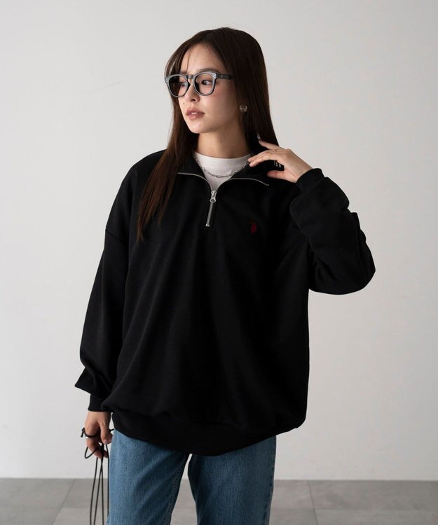 WEGO 【WEB限定/25年秋冬新作/ユニセックス着用ITEM】別注USPOLOハーフZIPPO ブラック