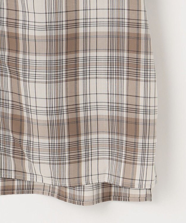 J.PRESS LADIES 【洗える】キュプラチェック フリルスタンドカラー ブラウス ベージュ系3