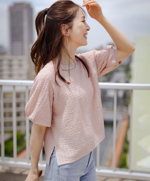 組曲 S レーシージャージーニットライク カットソー ピンク系