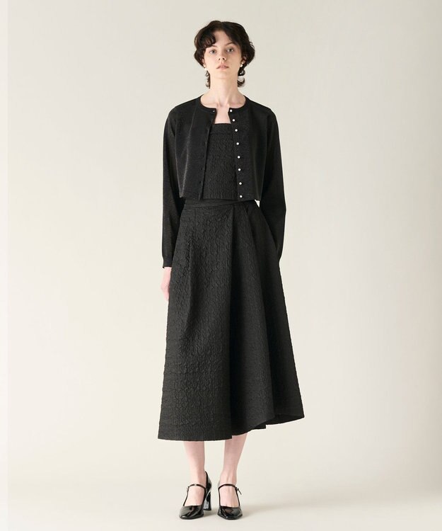 GRACE CONTINENTAL ラメシアーショートニットカーディガン ブラック