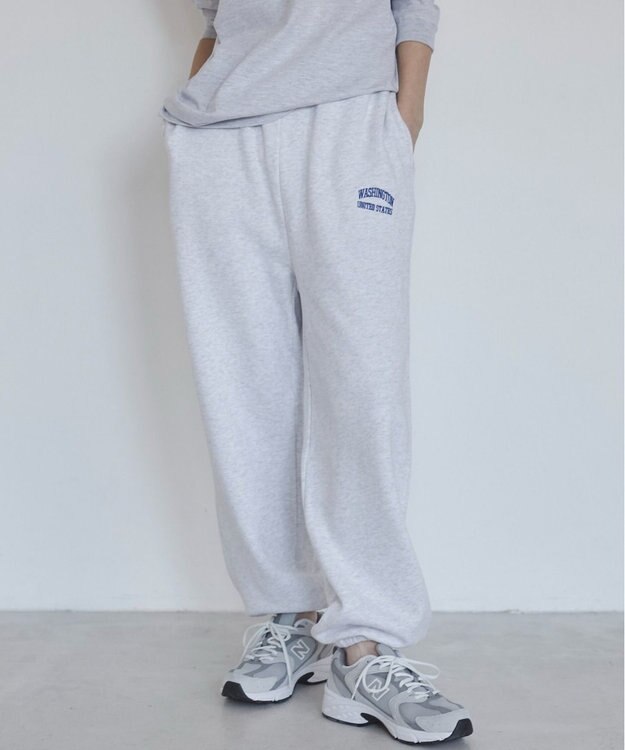WEGO 【ANGIE VINTAGE】ワンポイント刺繍 裏毛 スウェットパンツ ライトグレー