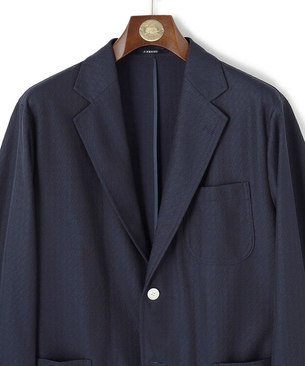 J.PRESS MEN シャツの軽快さ×ジャケットの上品さ【 盛夏対応 / 軽量 / 洗える / 高通気性】千鳥レース サマージャケット ネイビー系