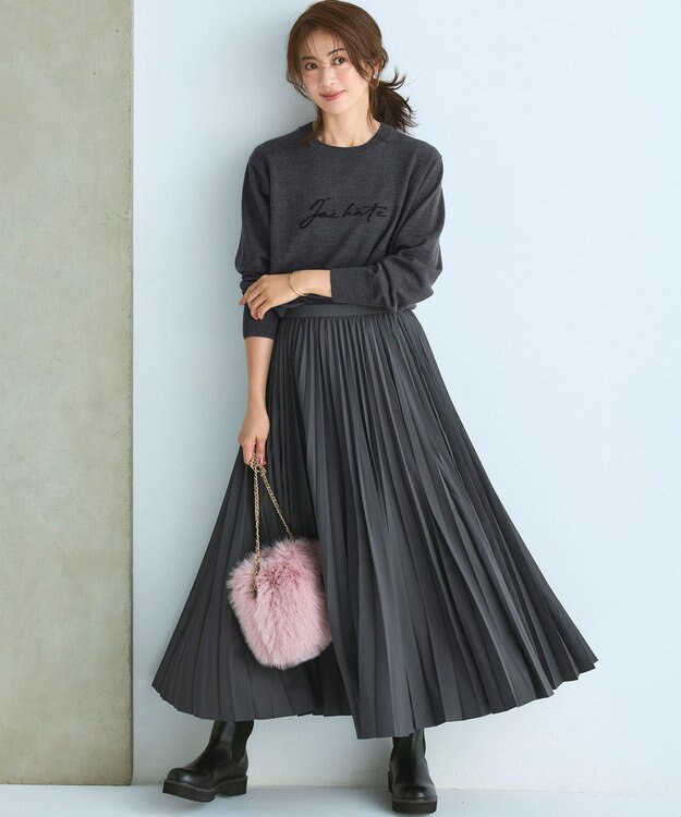 23区 S 【洗える】インターシャ ロゴ ニット グレー系