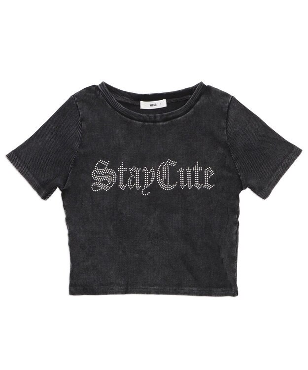 WEGO ヴィンテージウォッシュグラフィックリブT ブラック