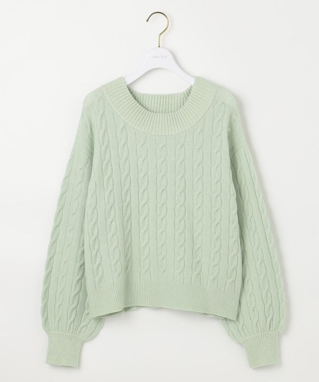 ANY SIS 【洗える】ケーブルAir ニット ミント