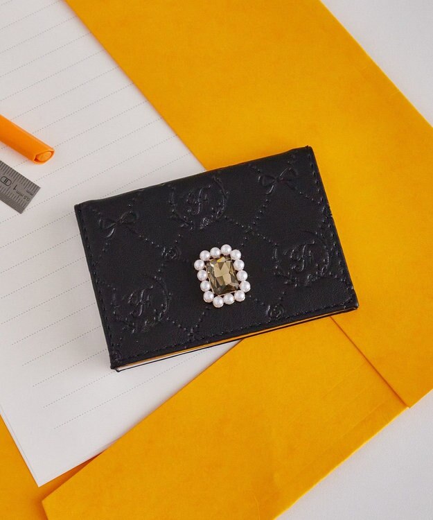 Maison de FLEUR パールビジューモノグラムカードケース Black