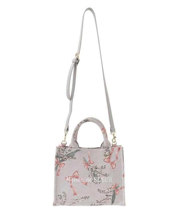 Maison de FLEUR すずらん柄ゴブラン2Wayスクエアトート Gray