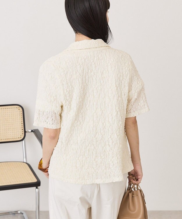 AMERICAN HOLIC 半袖襟付きレースカーディガン Ivory