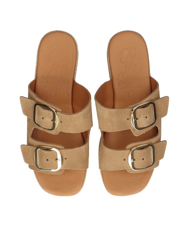 INTER-CHAUSSURES 【Oh my Sandals】ダブルバックル厚底ウエッジサンダル ベージュスウェード