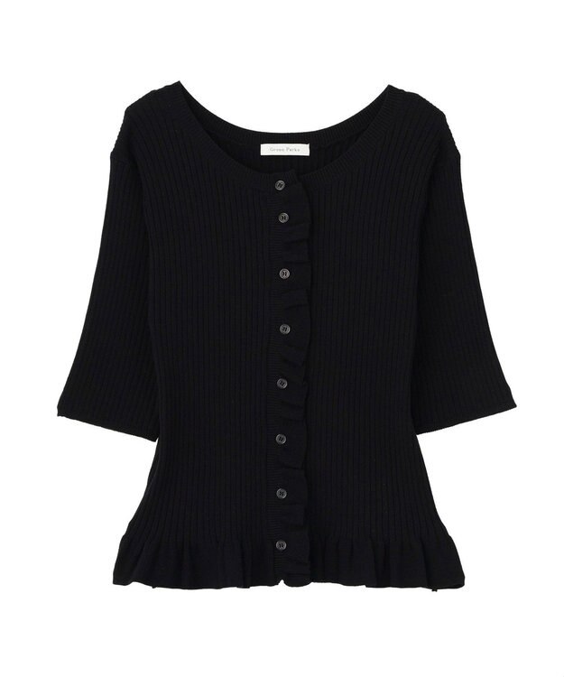 Green Parks フリルニットカーディガン Black