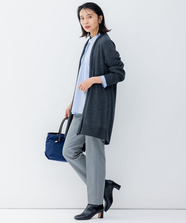 23区 【洗える】サステナブルウール ショールカラー カーディガン グレー系