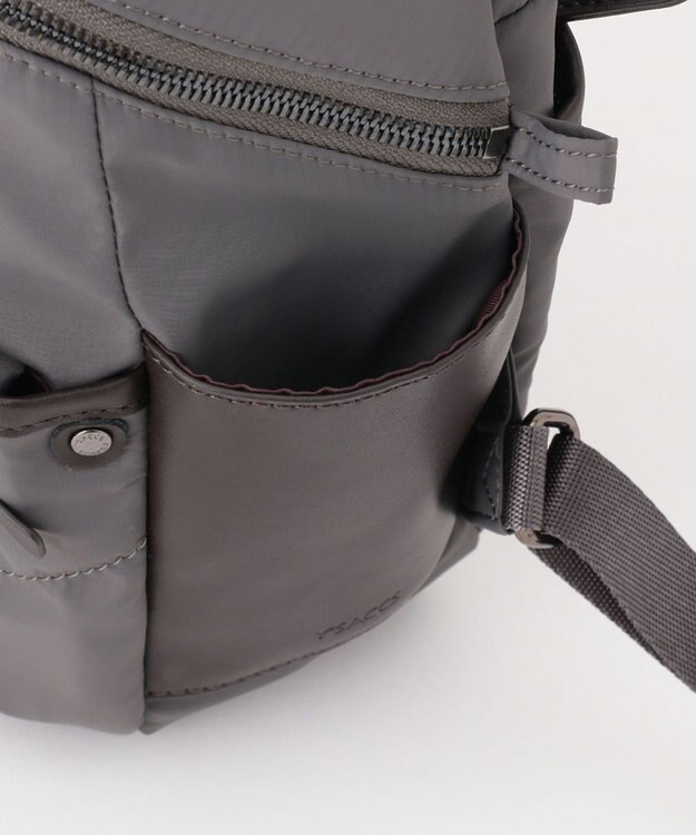Y'SACCS 【ナイロンタフタ×リサイクルレザー】デイリーミニリュック ダークグレー