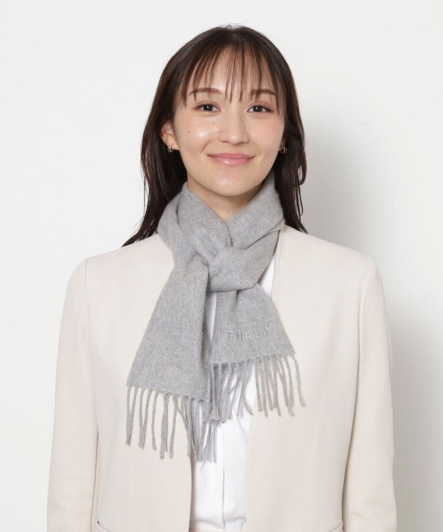 MOONBAT FURLA(フルラ）カシミヤ100％ 無地 プチマフラー グレー
